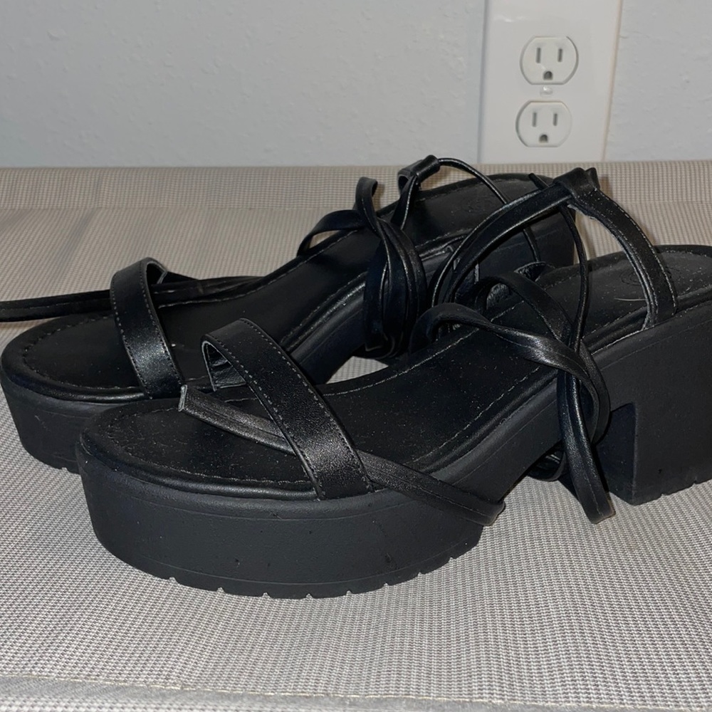 Urban Outfitters black platform lace up shoes, size 7